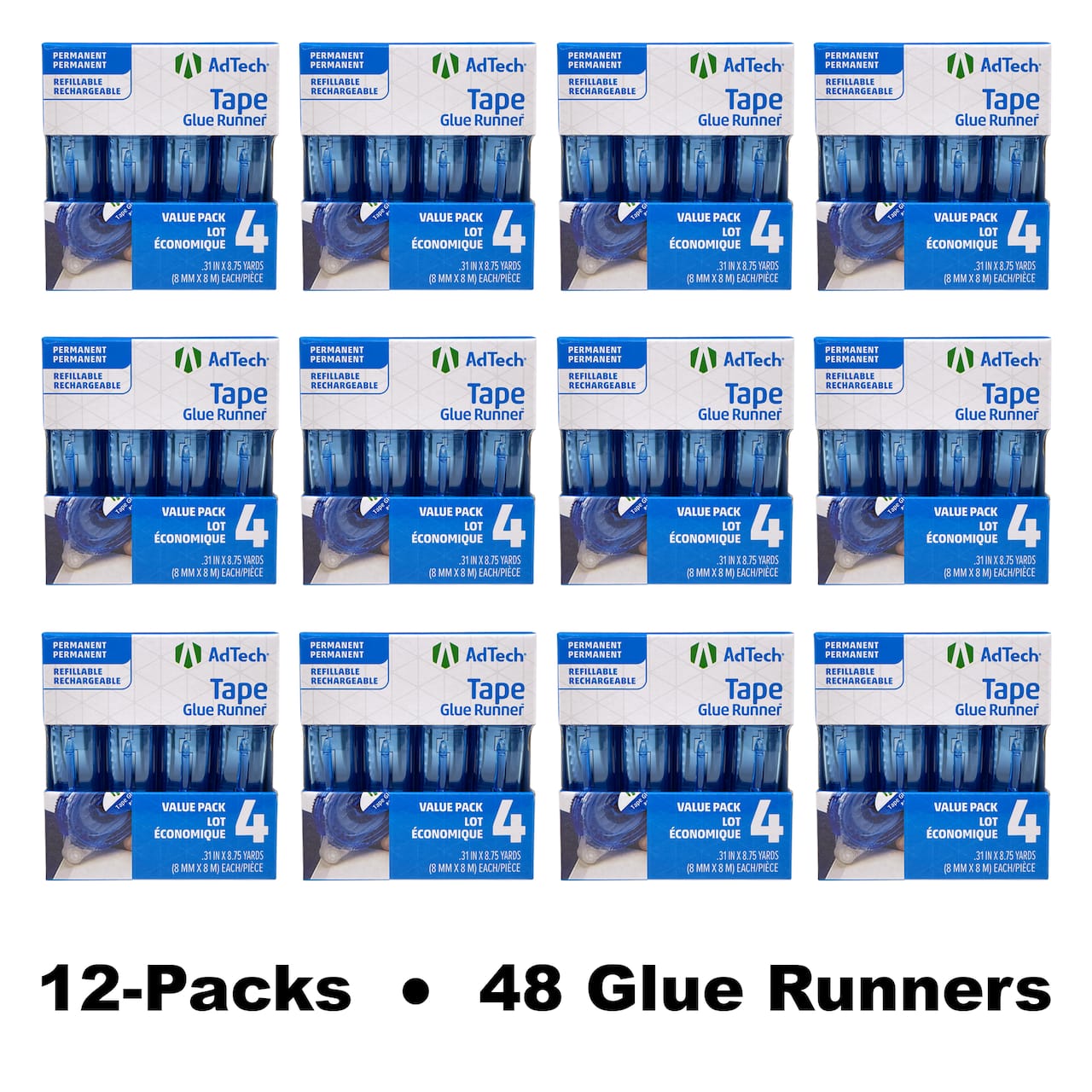 AdTech­­­­­­® Tape Glue Runners™, 12 Packs of 4